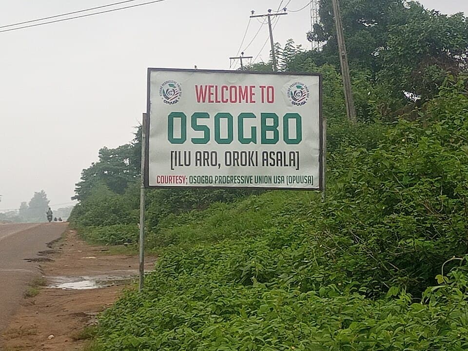 Entrance gate welcoming visitors to Osogbo